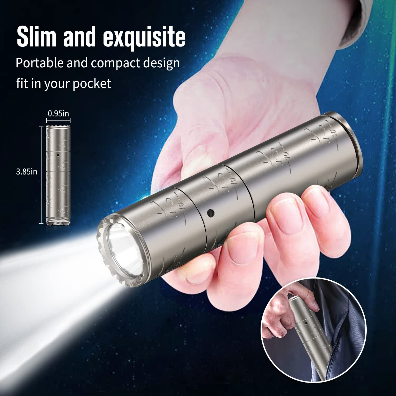 klarus K10 Mini Tactical Flashlight 1200 Lumen 185 Meters USB Rechargeable  LED Torch 6 Modes IPX8 Waterproof Outdoor Fishing Hiking Camping(Titanium)